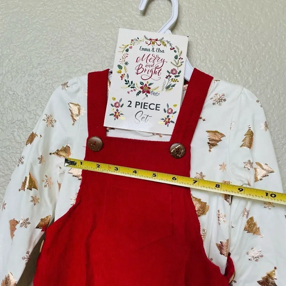 Christmas 2-pc Jumper Dress Corduroy Outfit Set 4